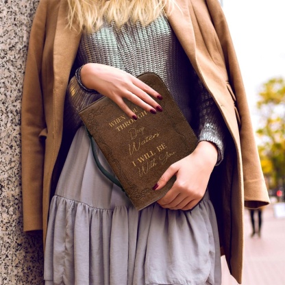 Standard & Medium Bible Cover - Engraved When You Go Through Deep Waters I Will Be with You (Isaiah 43:2) 