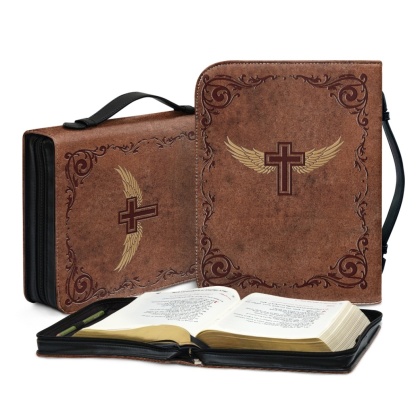 XX Large Leather Bible Cover - Engraved Cross and Wings | Extra Extra Large Bible Covers for Ministry & Family Legacy