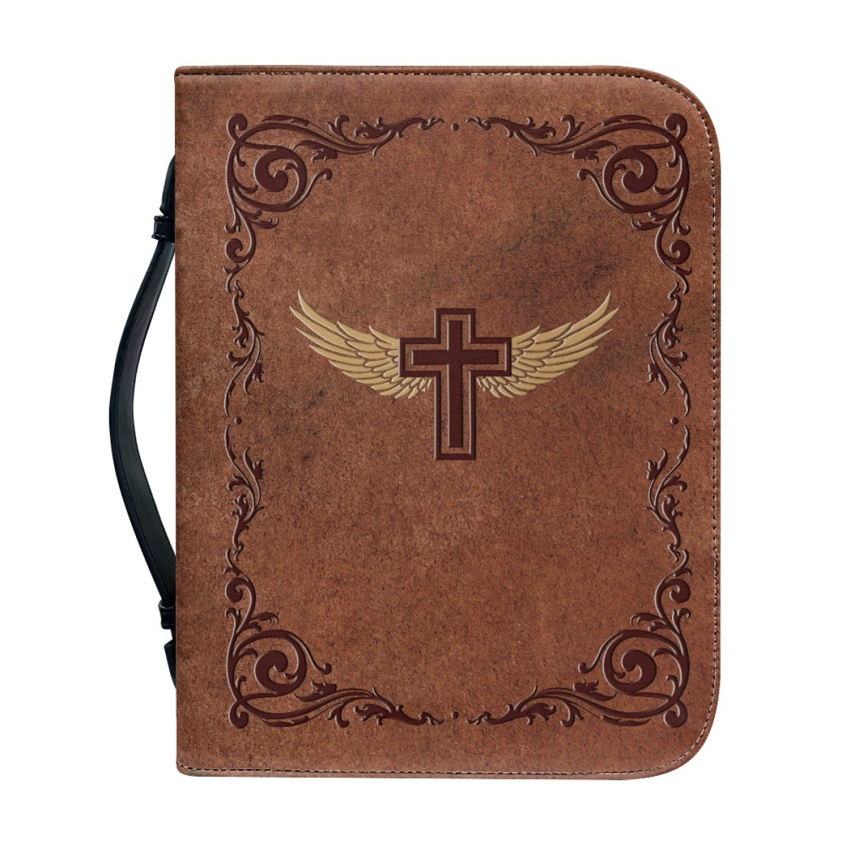 XX Large Leather Bible Cover - Engraved Cross and Wings | Extra Extra Large Bible Covers for Ministry & Family Legacy