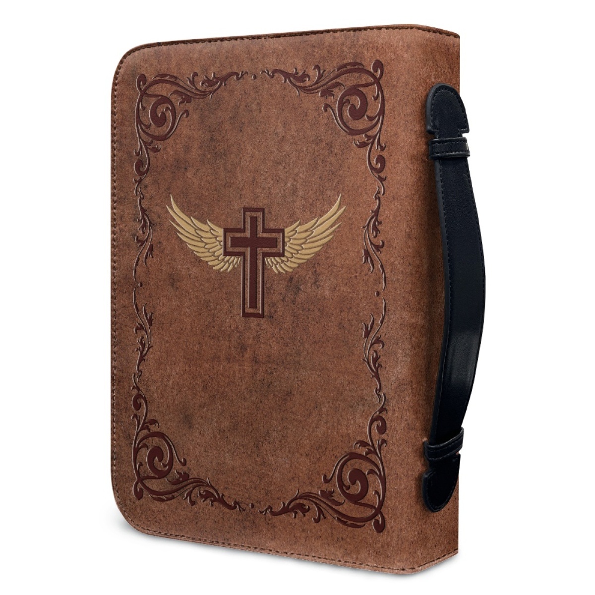 XX Large Leather Bible Cover - Engraved Cross and Wings | Extra Extra Large Bible Covers for Ministry & Family Legacy