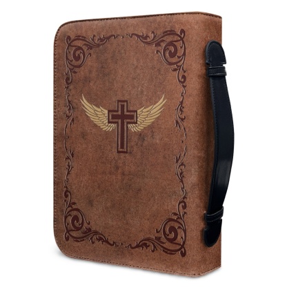 XX Large Leather Bible Cover - Engraved Cross and Wings | Extra Extra Large Bible Covers for Ministry & Family Legacy