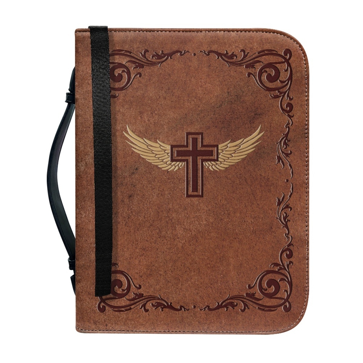 XX Large Leather Bible Cover - Engraved Cross and Wings | Extra Extra Large Bible Covers for Ministry & Family Legacy