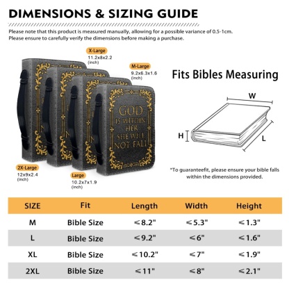 Large PU Leather Bible Cover for Women - Engraved God Is Within Her, She Will Not Fall (Psalm 46:5)