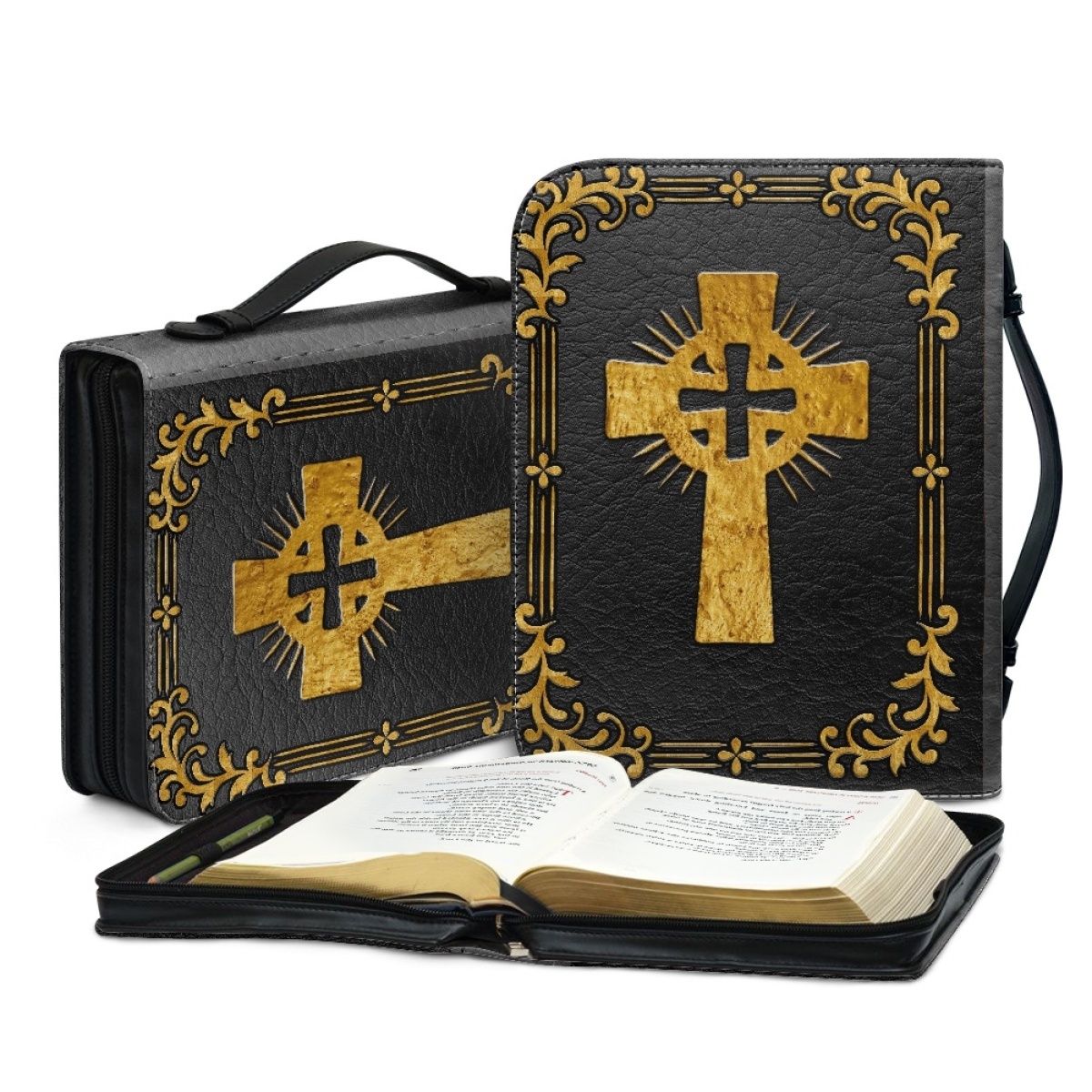 Large PU Leather Bible Cover for Women - Engraved God Is Within Her, She Will Not Fall (Psalm 46:5)