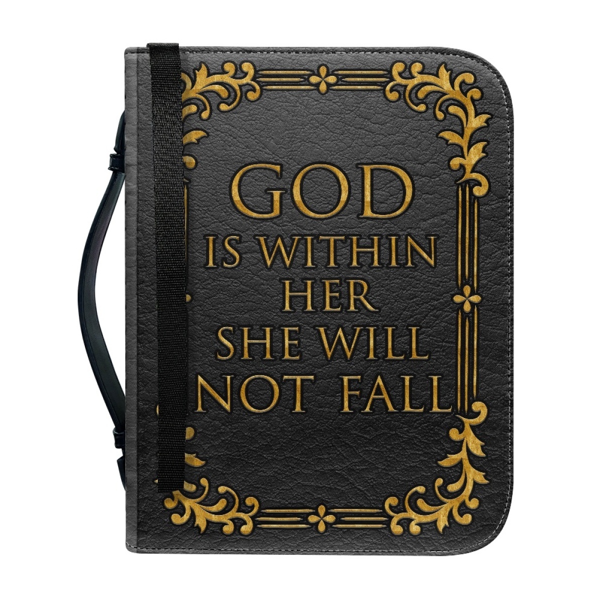 Large PU Leather Bible Cover for Women - Engraved God Is Within Her, She Will Not Fall (Psalm 46:5)