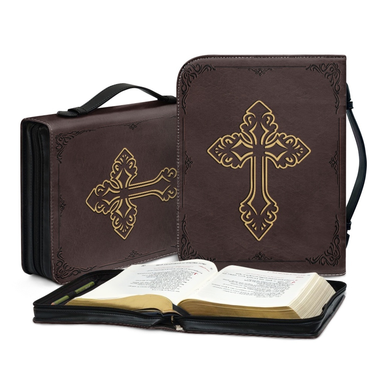 X Large Leather Bible Cover - Engraved Be Joyful in Hope (Romans 12:12)