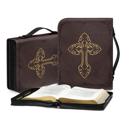 X Large Leather Bible Cover - Engraved Be Joyful in Hope (Romans 12:12)