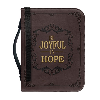 X Large Leather Bible Cover - Engraved Be Joyful in Hope (Romans 12:12)