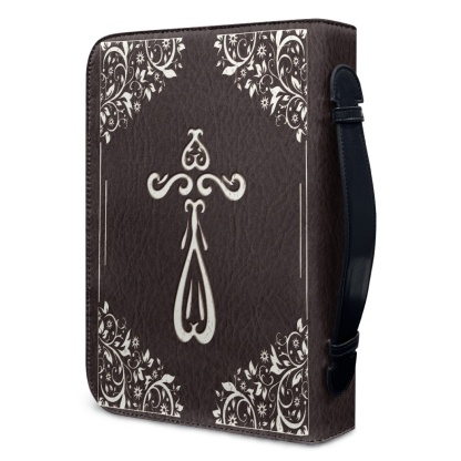 PU Leather Large Bible Cover for Women - Engraved I Can Do All Things Through Christ Who Strengthens Me (Philippians 4:13)