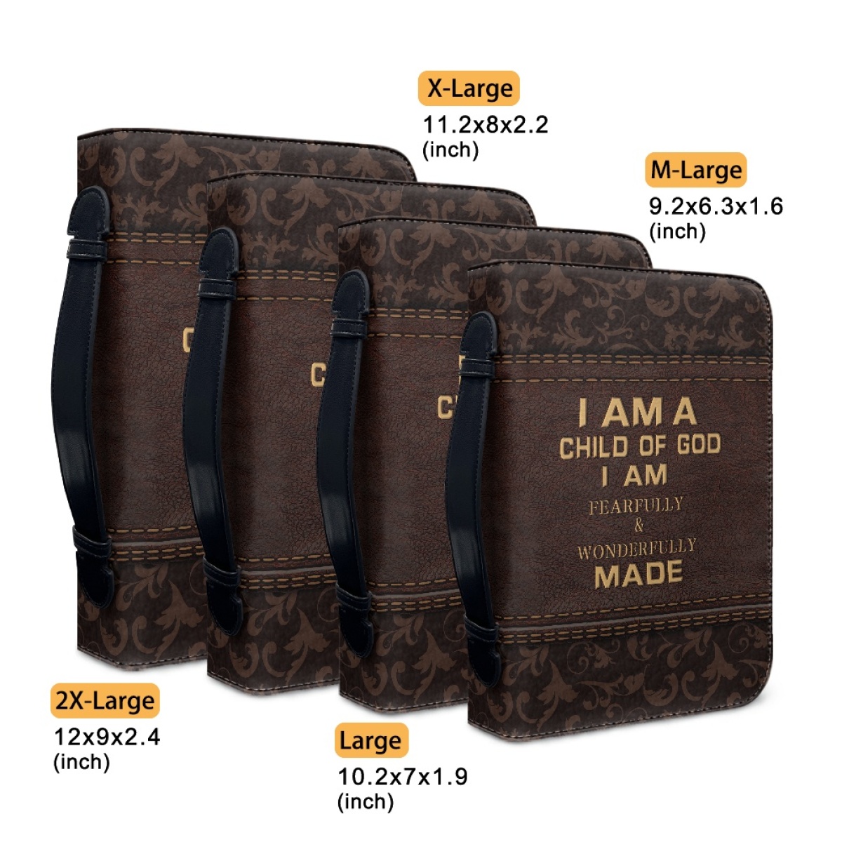 Extra Extra Large Leather Bible Cover - Engraved I Am a Child of God (1 John 3:1)