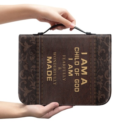 Extra Extra Large Leather Bible Cover - Engraved I Am a Child of God (1 John 3:1)