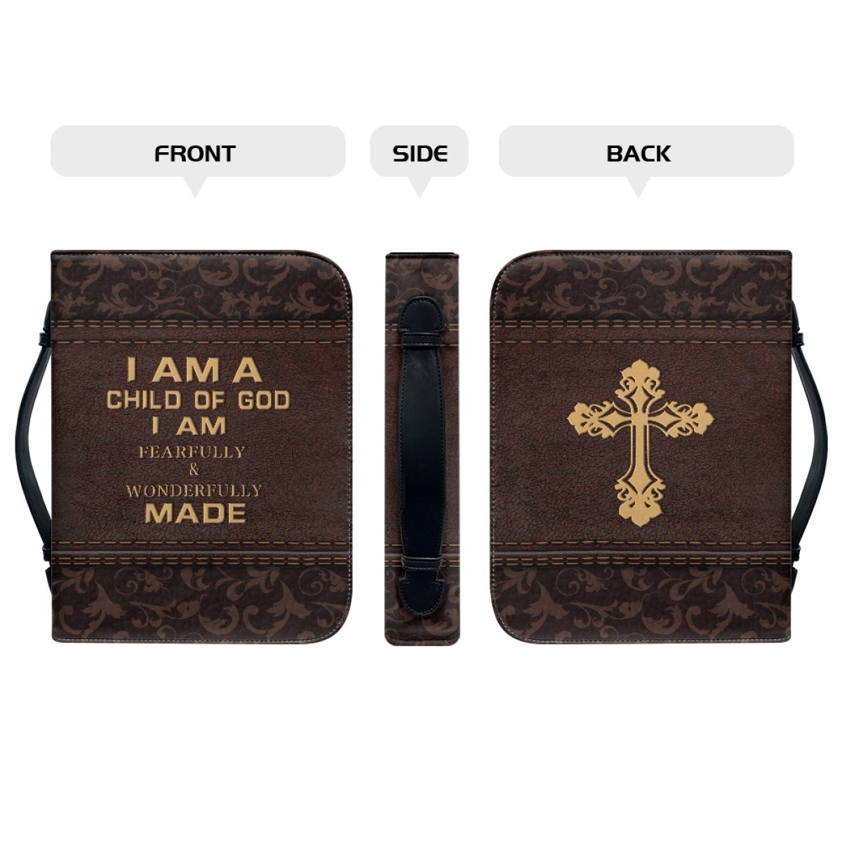 Extra Extra Large Leather Bible Cover - Engraved I Am a Child of God (1 John 3:1)