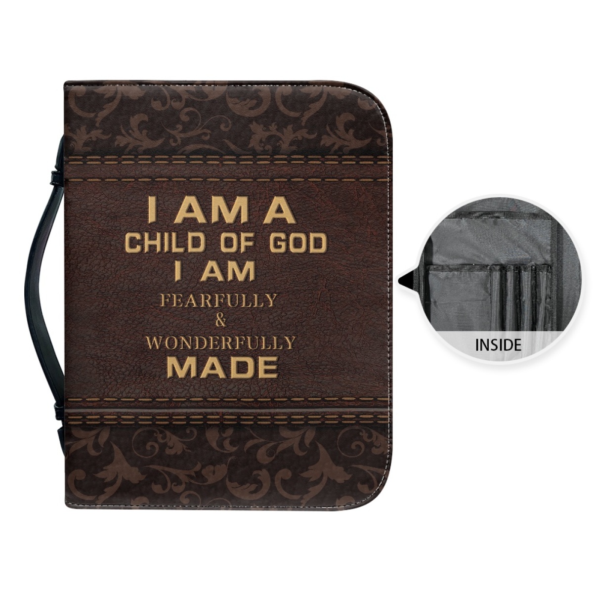 Extra Extra Large Leather Bible Cover - Engraved I Am a Child of God (1 John 3:1)