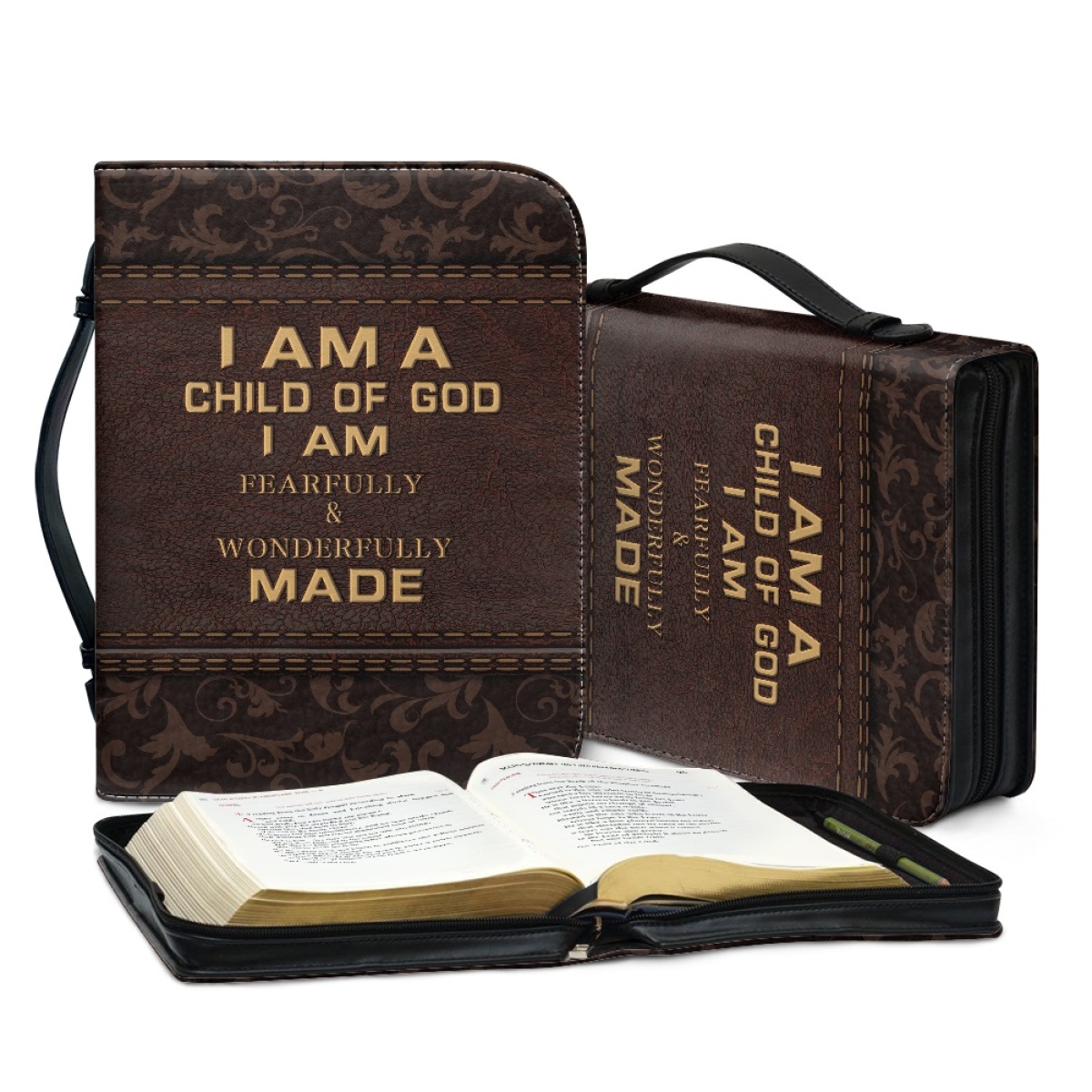 Extra Extra Large Leather Bible Cover - Engraved I Am a Child of God (1 John 3:1)