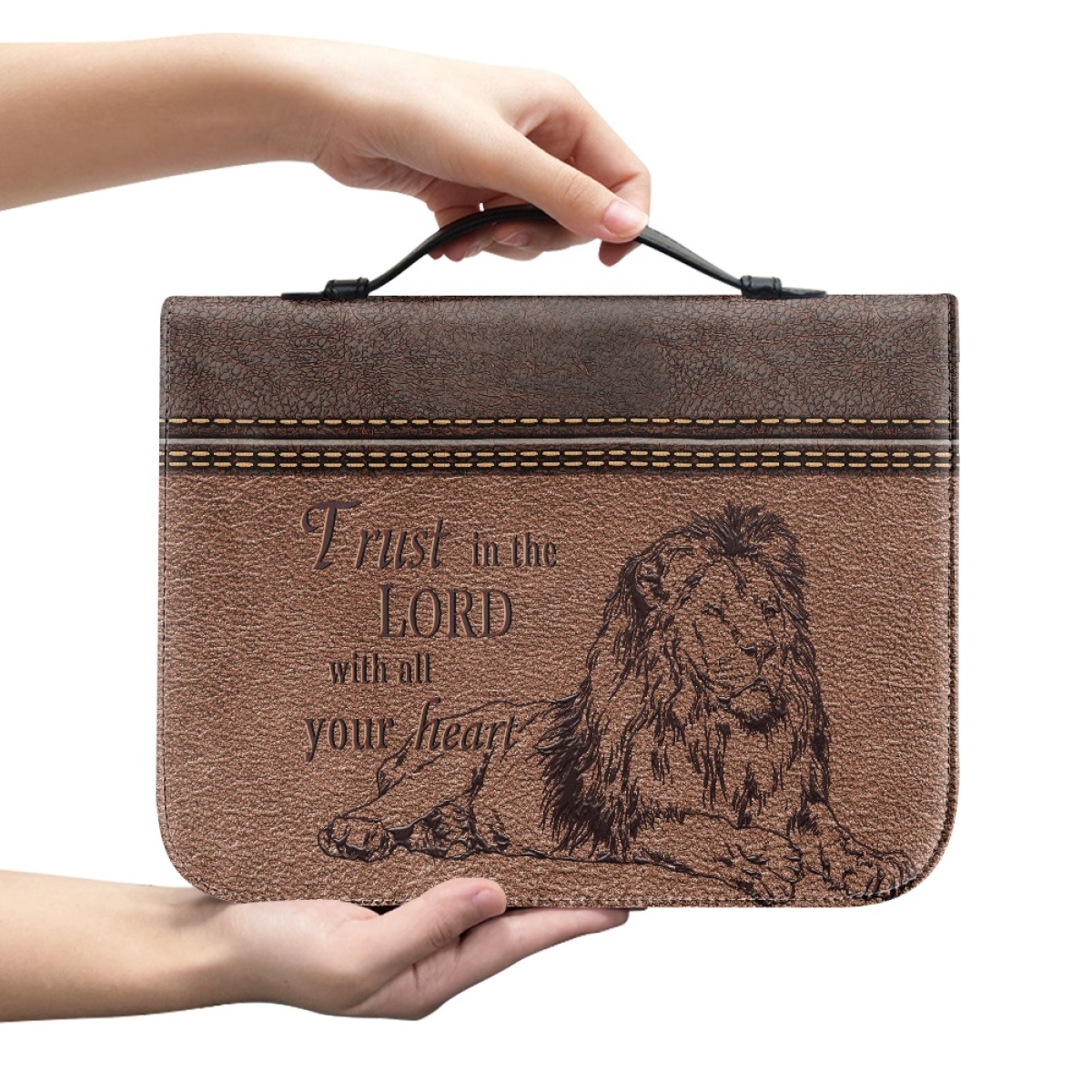 Personalized Large Bible Cover for Men - Engraved Trust in the Lord with All Your Heart (Proverbs 3:5)