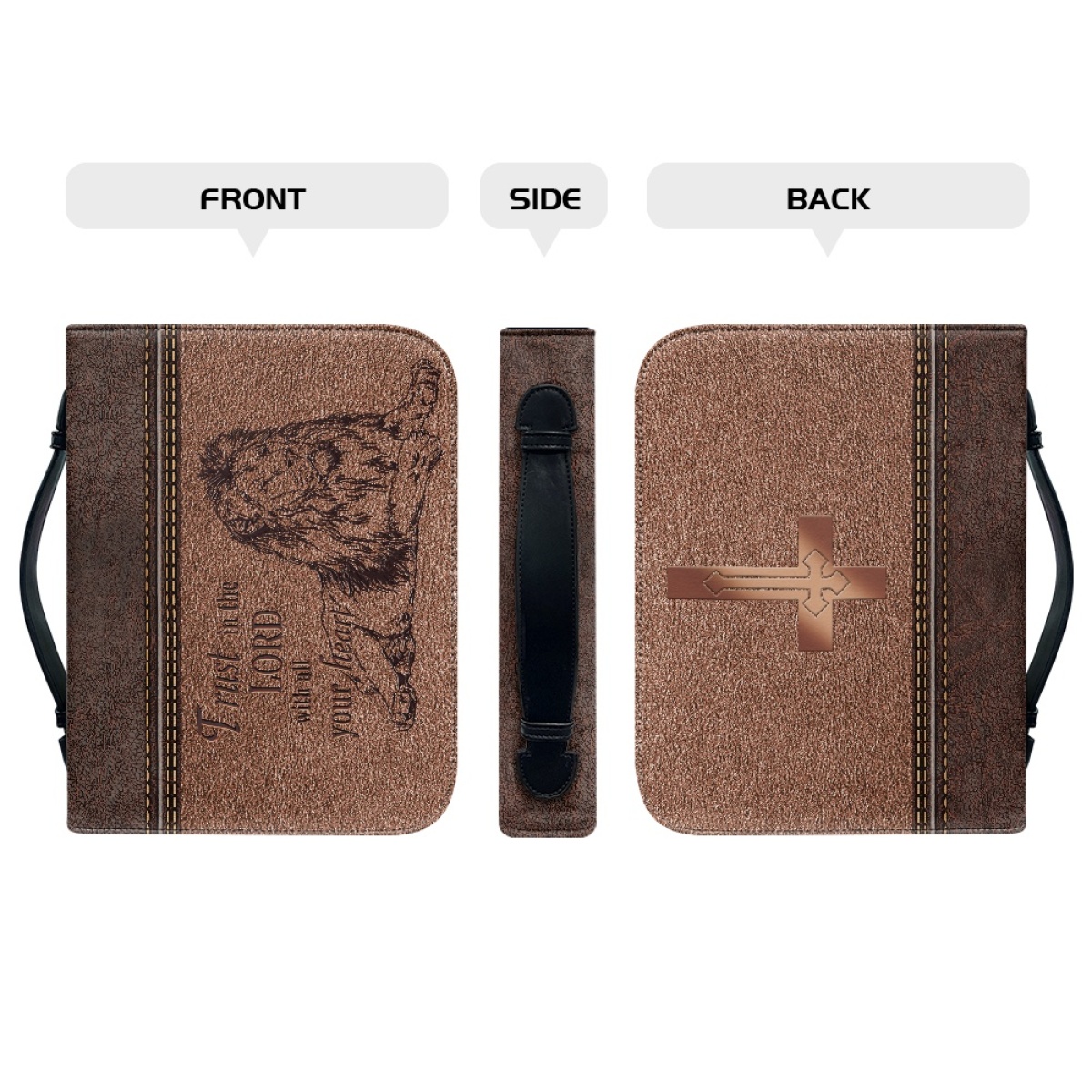 Personalized Large Bible Cover for Men - Engraved Trust in the Lord with All Your Heart (Proverbs 3:5)