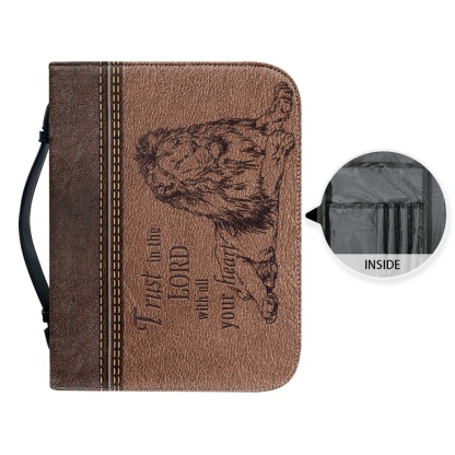 Personalized Large Bible Cover for Men - Engraved Trust in the Lord with All Your Heart (Proverbs 3:5)