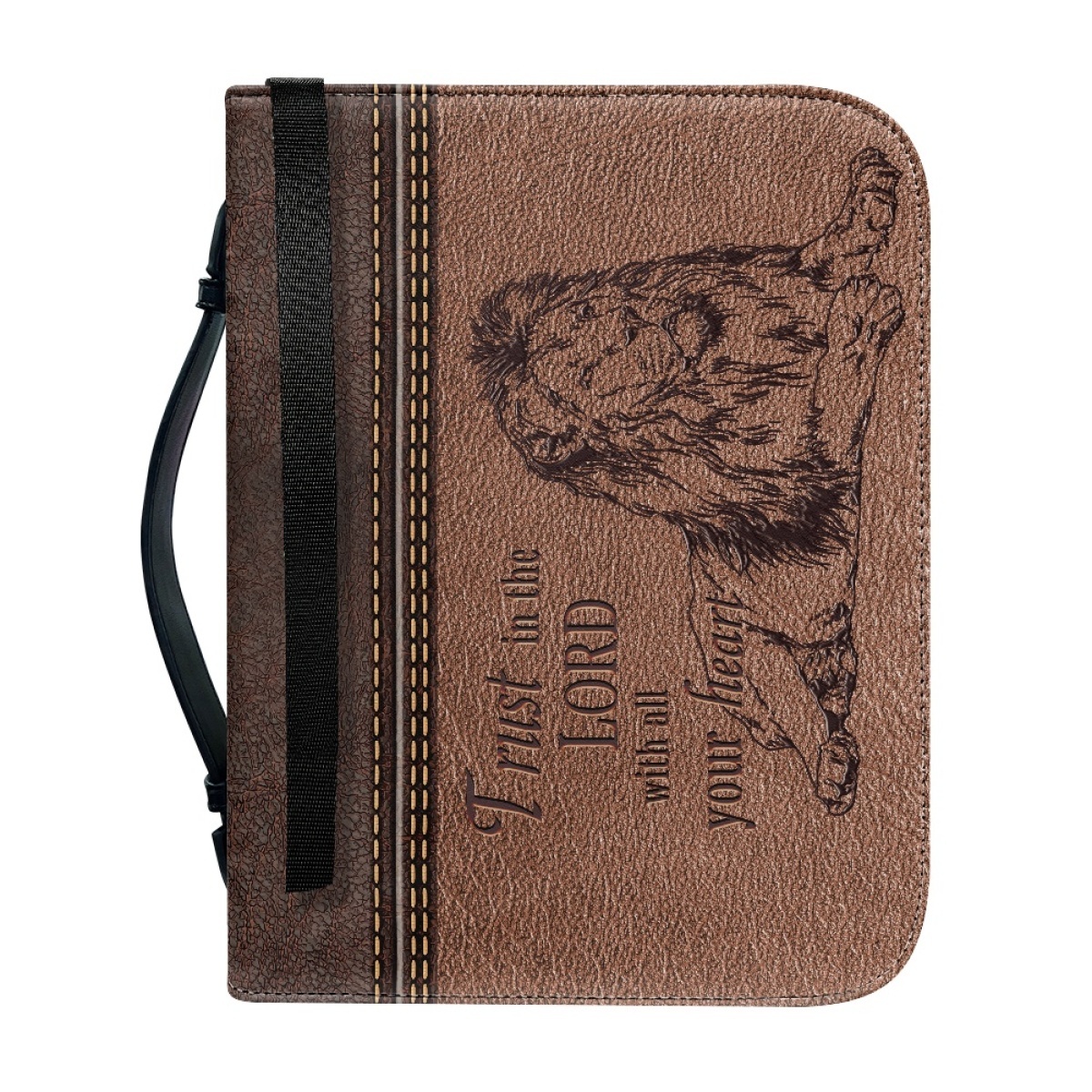 Personalized Large Bible Cover for Men - Engraved Trust in the Lord with All Your Heart (Proverbs 3:5)