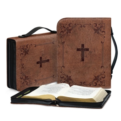 Custom Leather Bible Cover for Men - Embossed Cross Design | Rugged Faith & Timeless Symbolism