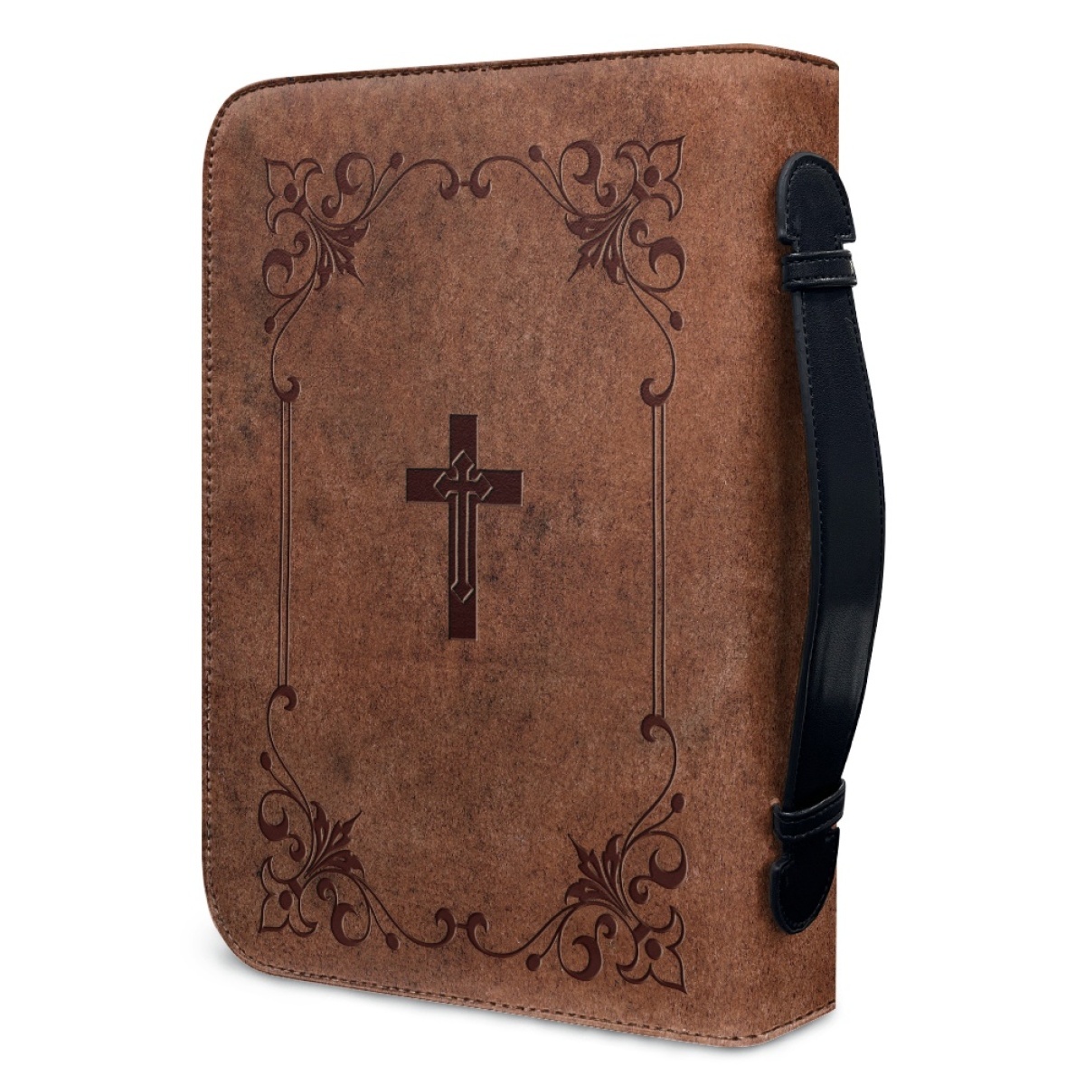 Custom Leather Bible Cover for Men - Embossed Cross Design | Rugged Faith & Timeless Symbolism
