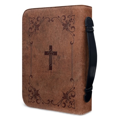 Custom Leather Bible Cover for Men - Embossed Cross Design | Rugged Faith & Timeless Symbolism