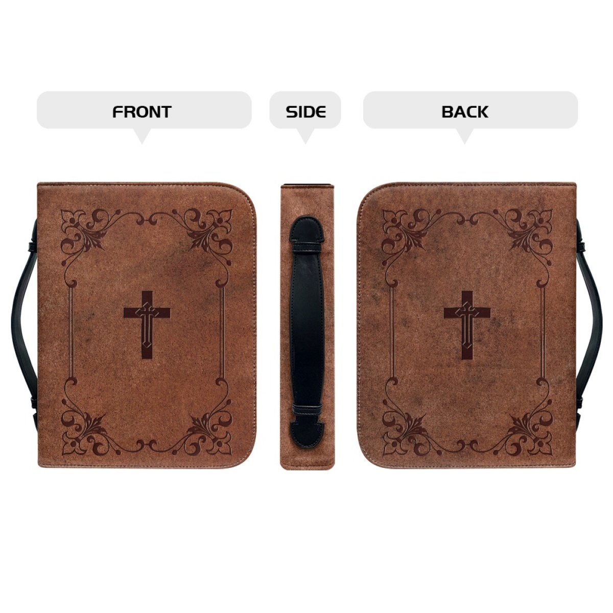 Custom Leather Bible Cover for Men - Embossed Cross Design | Rugged Faith & Timeless Symbolism
