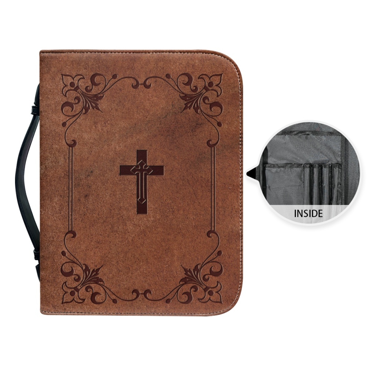Custom Leather Bible Cover for Men - Embossed Cross Design | Rugged Faith & Timeless Symbolism