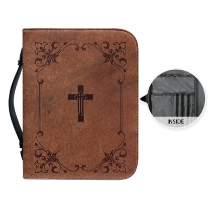 Custom Leather Bible Cover for Men - Embossed Cross Design | Rugged Faith & Timeless Symbolism