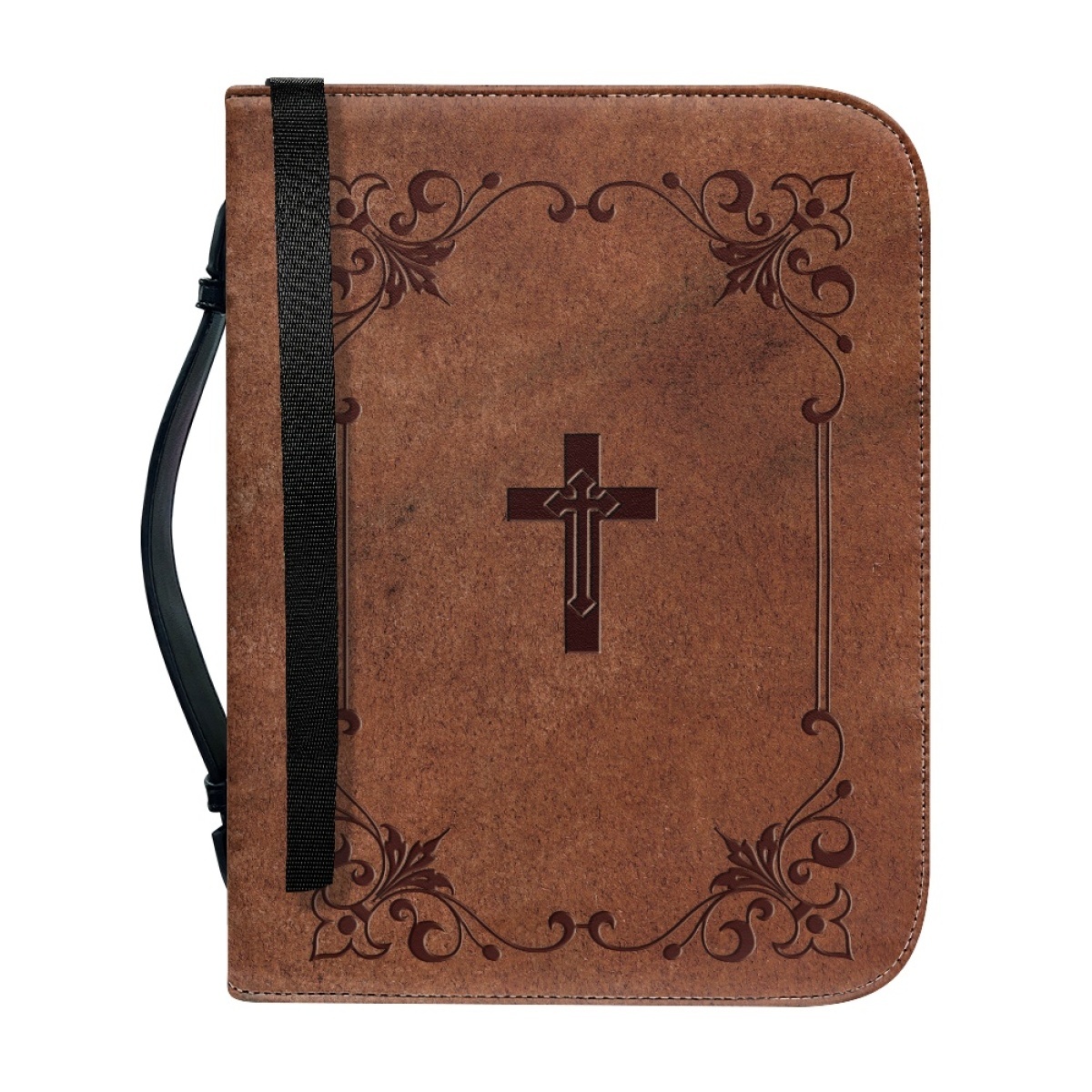 Custom Leather Bible Cover for Men - Embossed Cross Design | Rugged Faith & Timeless Symbolism
