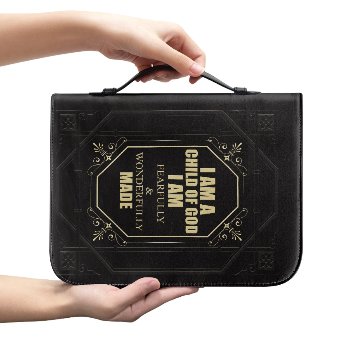 Custom Leather Bible Cover for Men - Engraved I Am a Child of God (1 John 3:1)