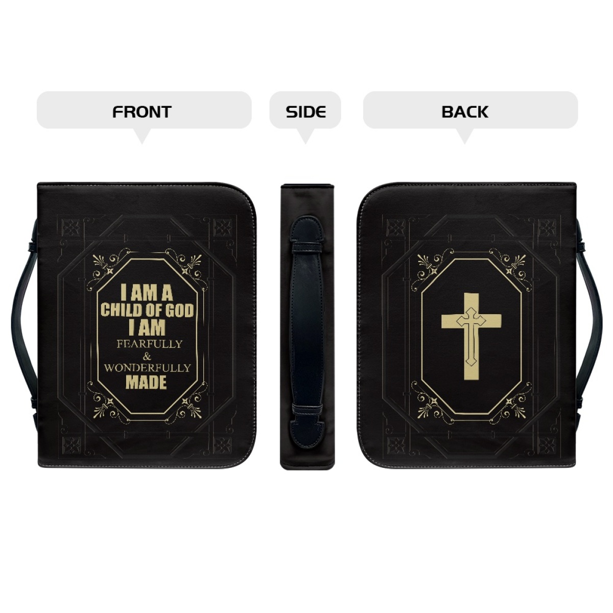 Custom Leather Bible Cover for Men - Engraved I Am a Child of God (1 John 3:1)