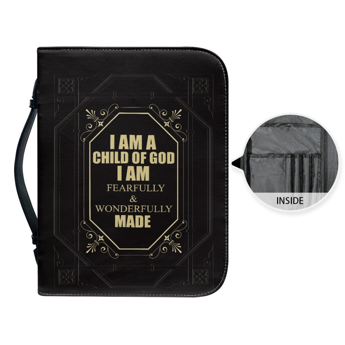 Custom Leather Bible Cover for Men - Engraved I Am a Child of God (1 John 3:1)