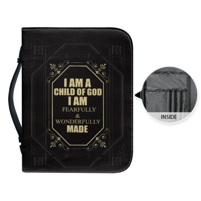 Custom Leather Bible Cover for Men - Engraved I Am a Child of God (1 John 3:1)