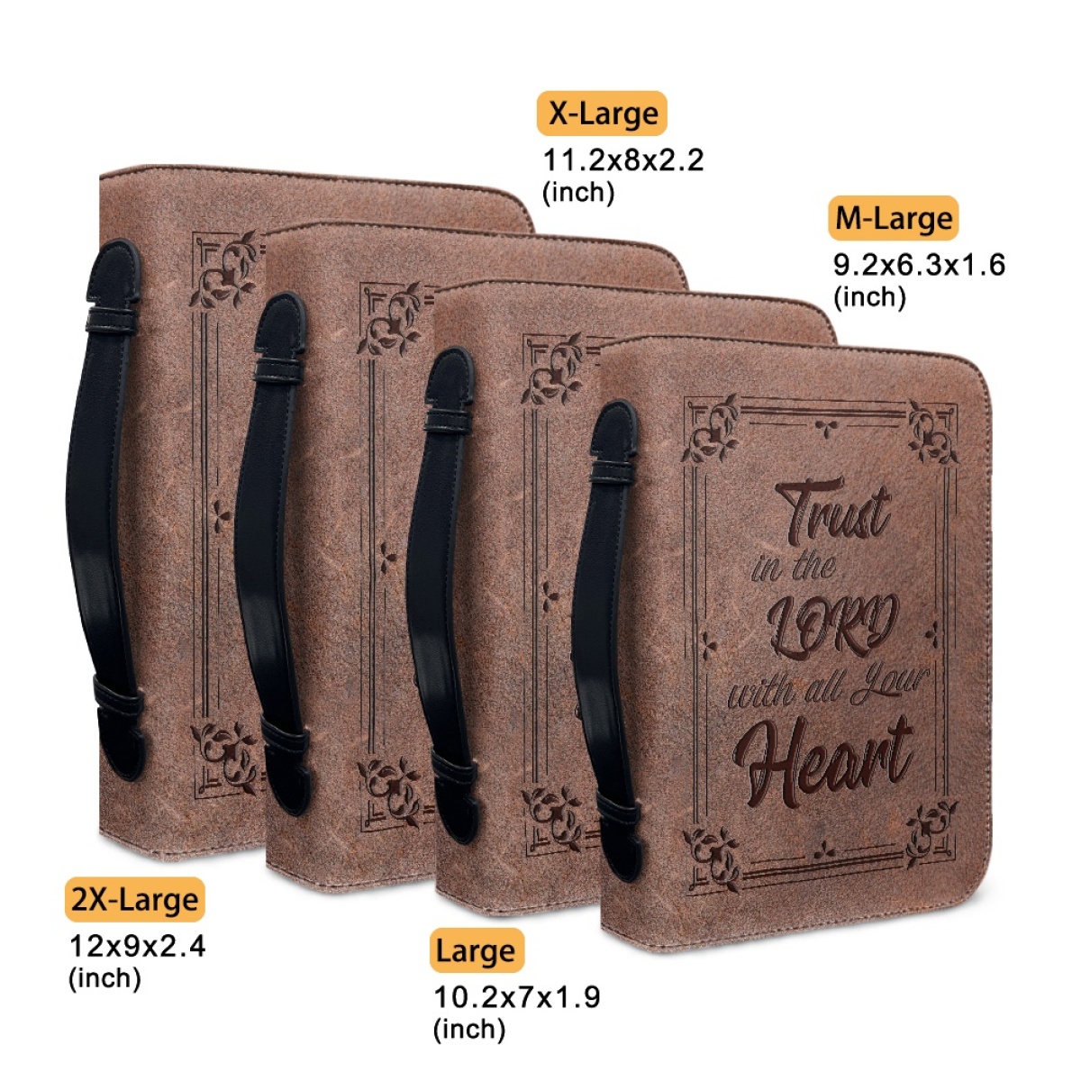 Custom Leather Bible Cover for Men - Engraved Trust in the Lord with All Your Heart (Proverbs 3:5)