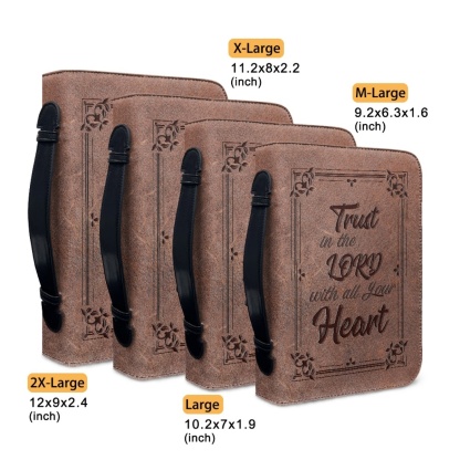 Custom Leather Bible Cover for Men - Engraved Trust in the Lord with All Your Heart (Proverbs 3:5)