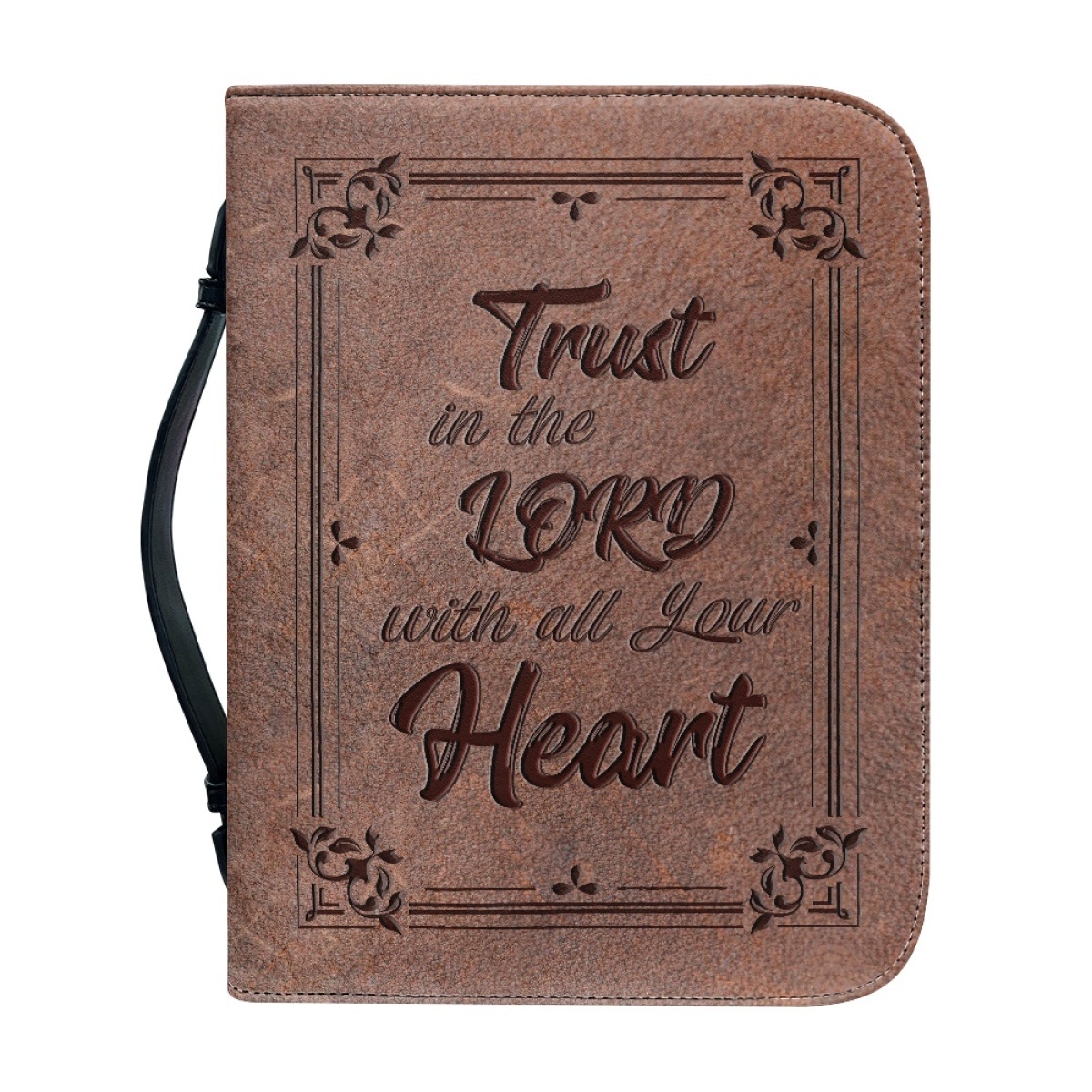 Custom Leather Bible Cover for Men - Engraved Trust in the Lord with All Your Heart (Proverbs 3:5)