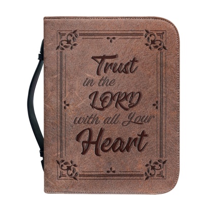 Custom Leather Bible Cover for Men - Engraved Trust in the Lord with All Your Heart (Proverbs 3:5)