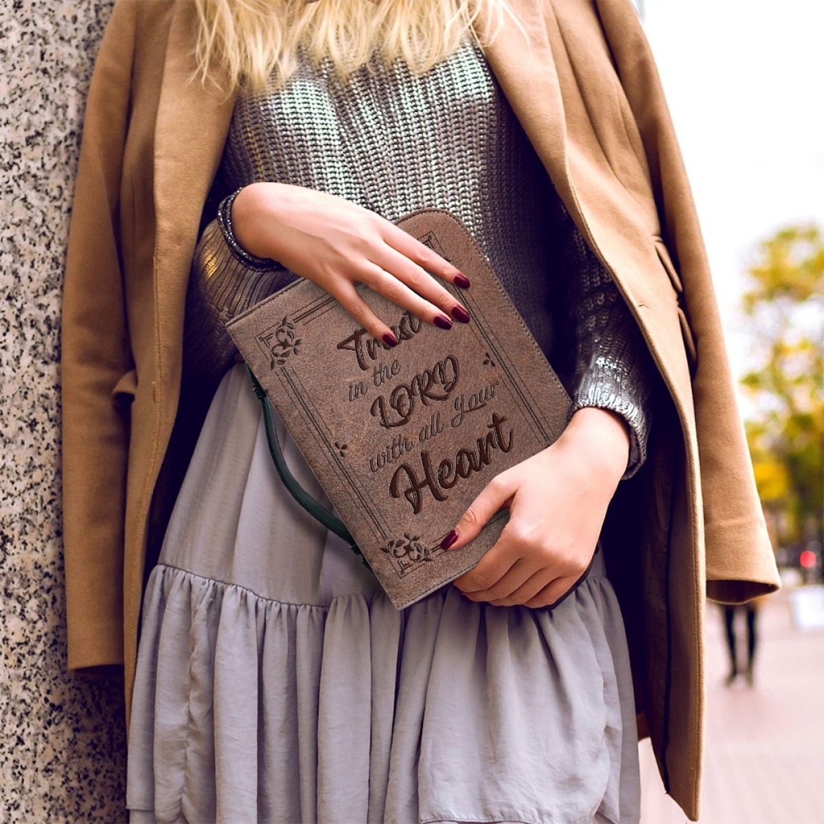 Custom Leather Bible Cover for Men - Engraved Trust in the Lord with All Your Heart (Proverbs 3:5)