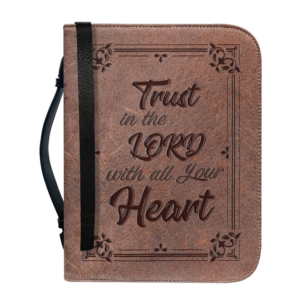 Custom Leather Bible Cover for Men - Engraved Trust in the Lord with All Your Heart (Proverbs 3:5)