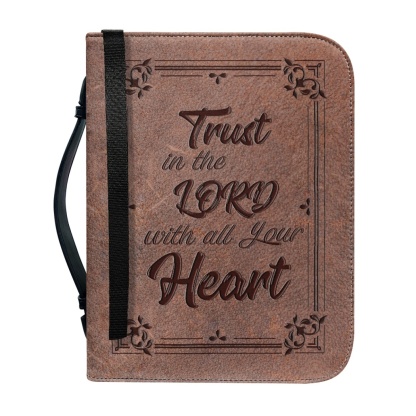 Custom Leather Bible Cover for Men - Engraved Trust in the Lord with All Your Heart (Proverbs 3:5)