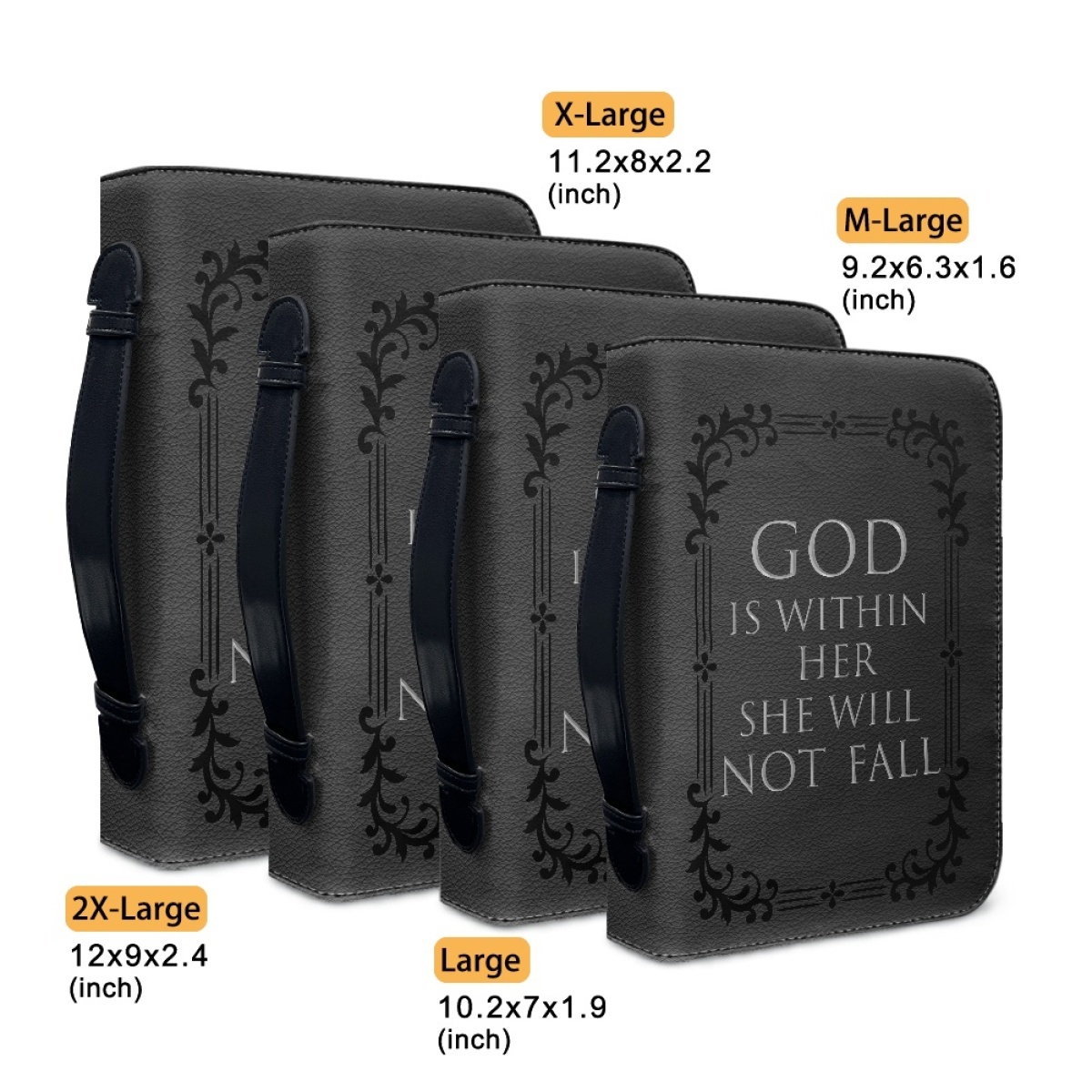 Custom Leather Bible Cover for Women - Engraved God Is Within Her, She Will Not Fall (Psalm 46:5)