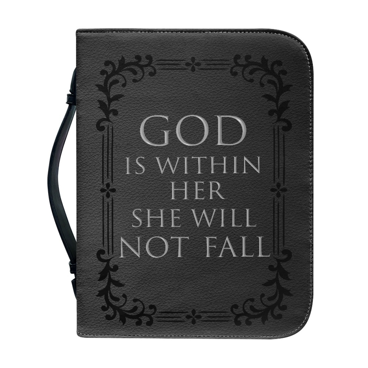 Custom Leather Bible Cover for Women - Engraved God Is Within Her, She Will Not Fall (Psalm 46:5)