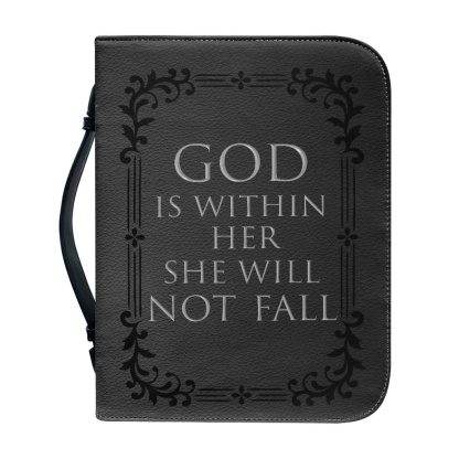 Custom Leather Bible Cover for Women - Engraved God Is Within Her, She Will Not Fall (Psalm 46:5)