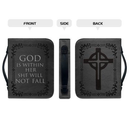 Custom Leather Bible Cover for Women - Engraved God Is Within Her, She Will Not Fall (Psalm 46:5)