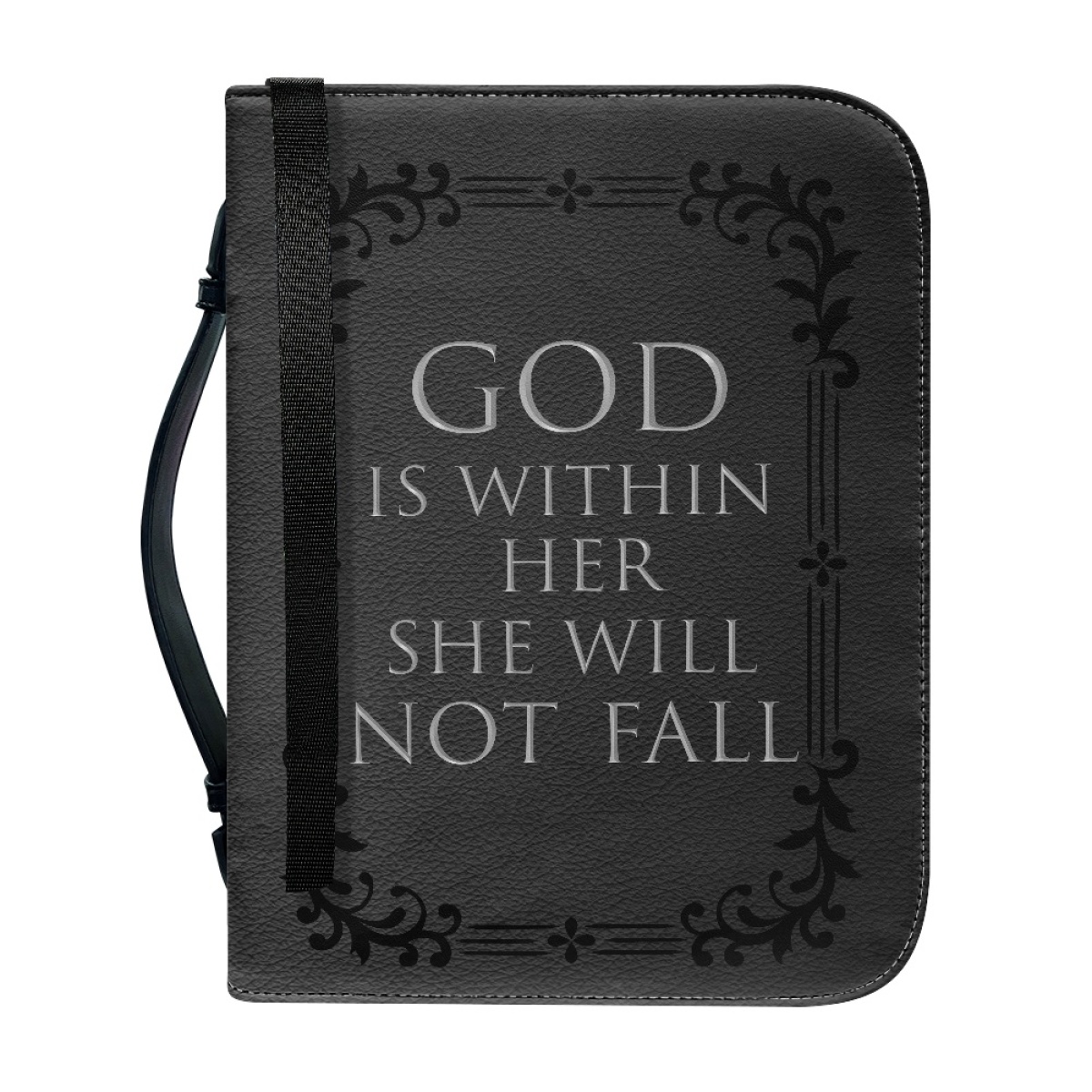 Custom Leather Bible Cover for Women - Engraved God Is Within Her, She Will Not Fall (Psalm 46:5)
