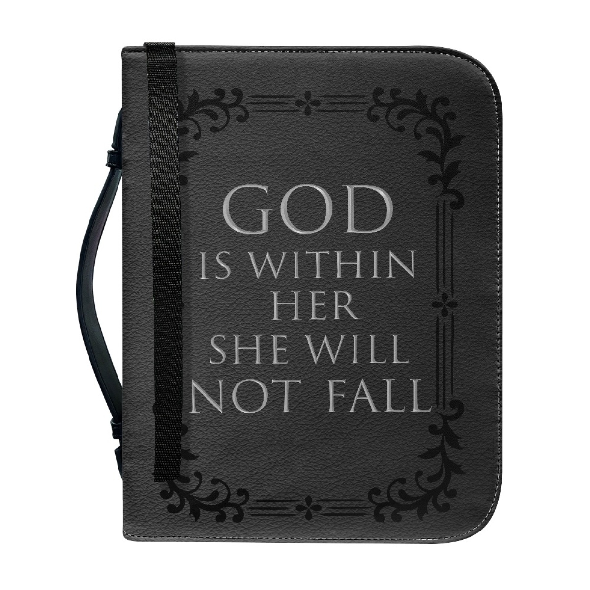 Custom Leather Bible Cover for Women - Engraved God Is Within Her, She Will Not Fall (Psalm 46:5)