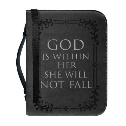 Custom Leather Bible Cover for Women - Engraved God Is Within Her, She Will Not Fall (Psalm 46:5)