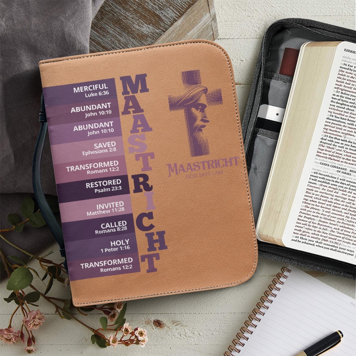 Letter by Letter Blessing: Beige Personalized Bible Case