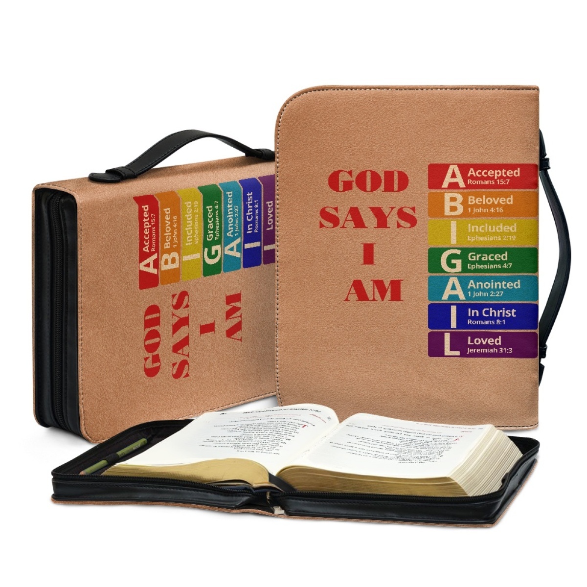 Letter by Letter Blessing: Personalized Bible Cover - Rainbow
