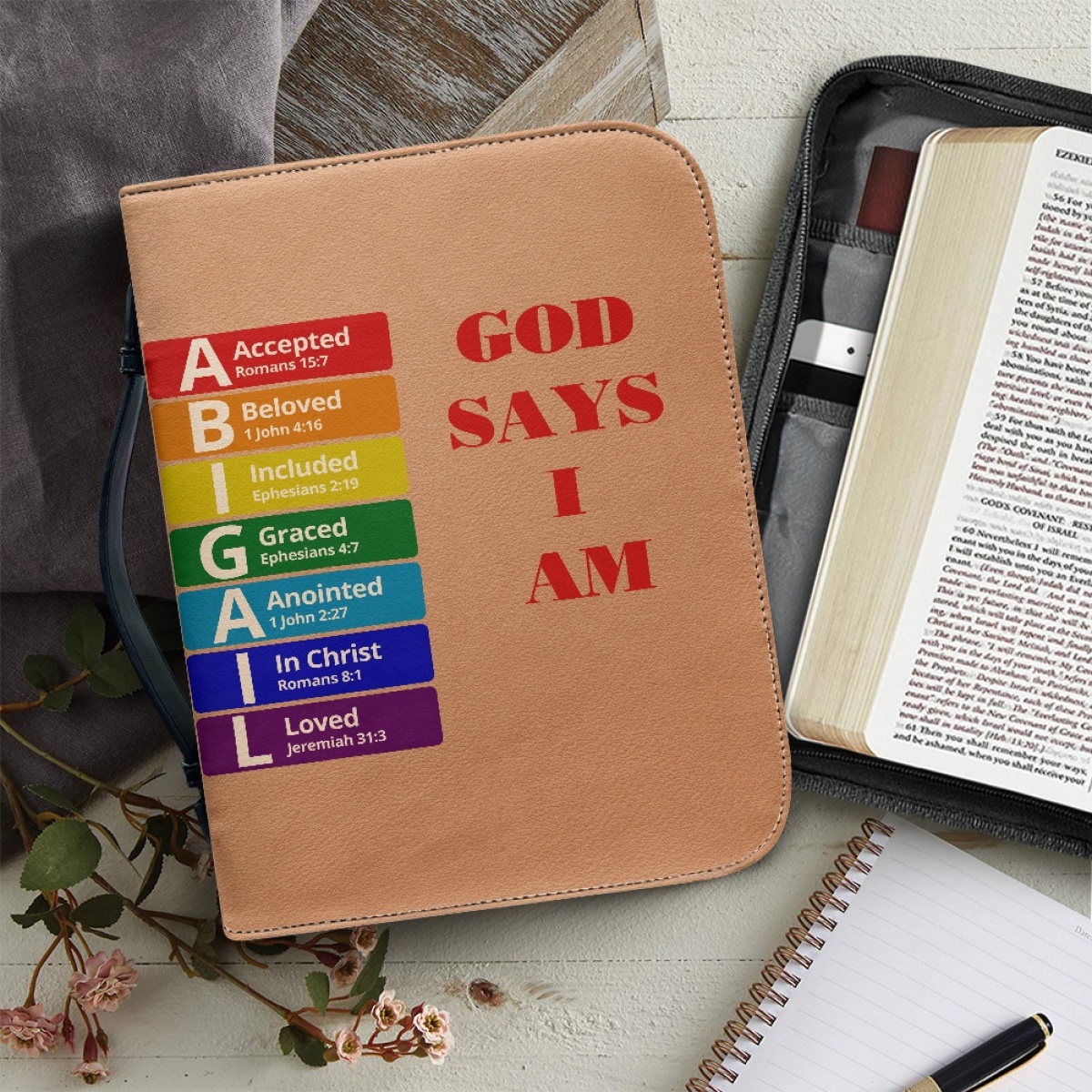 Letter by Letter Blessing: Personalized Bible Cover - Rainbow